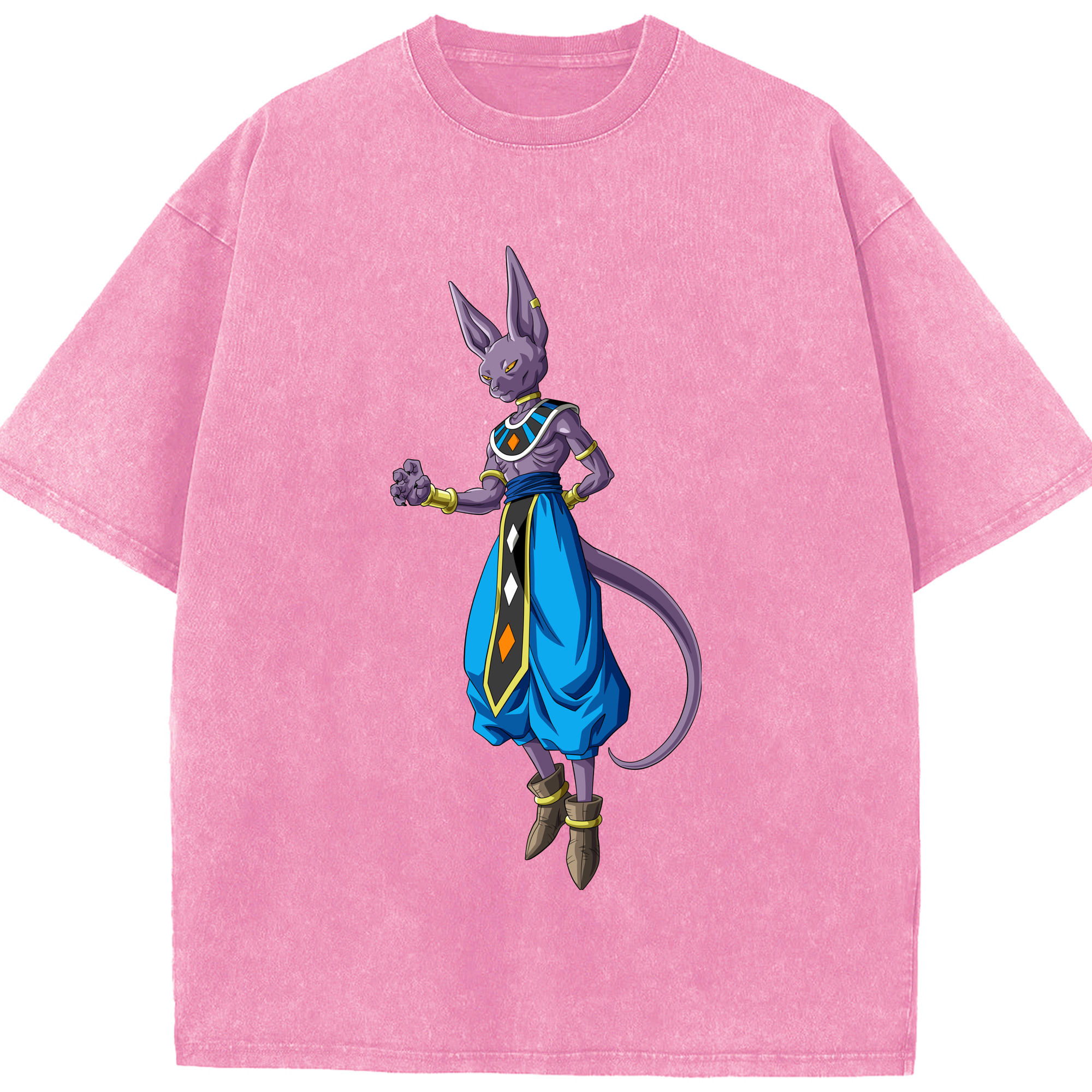 （画像用） ドラゴンボール ビルス 破壊神ビルス DRAGON BALL Beerus Birusu 綿100% ヴィンテージ風 半袖Tシャツ（フロントプリント）